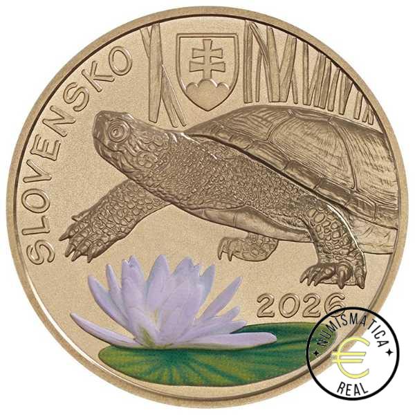 ESLOVAQUIA 2026 5 EUROS CONMEMORATIVA UNC "TORTUGA DE ESTANQUE EUROPEA" S/C.