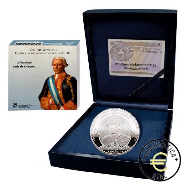 ESPAÑA 2026 10 EUROS PROOF – 8 REALES “250 ANIV. INDEPENDENCIA DE LOS EE. UU. - ALMIRANTE LUIS DE CORDOBA” BE – PP.