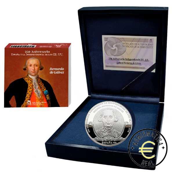 ESPAÑA 2026 10 EUROS PROOF – 8 REALES “250 ANIV. INDEPENDENCIA DE LOS EE. UU. - BERNARDO DE GALVEZ” BE – PP.