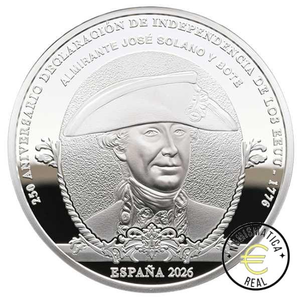 ESPAÑA 2026 10 EUROS PROOF – 8 REALES “250 ANIV. INDEPENDENCIA DE LOS EE. UU. - ALMIRANTE LUIS DE CORDOBA - FLOTA DE LOS 100 BARCOS” BE – PP. - Imagen 2