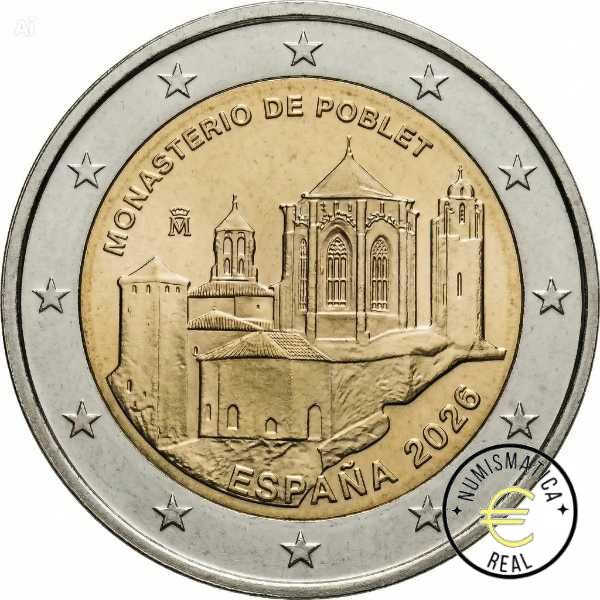 ESPAÑA 2026 2 EUROS CONMEMORATIVA UNC "MONASTERIO DE POBLET" S/C.