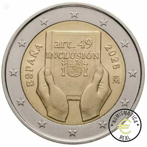 ESPAÑA 2026 2 EUROS CONMEMORATIVA UNC "ESPAÑA Y LA DISCAPACIDAD: PROTECCION, DERECHOS E INCLUSION" S/C.