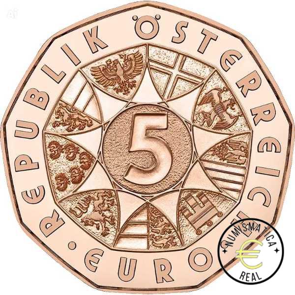 AUSTRIA 2026 5 EUROS CONMEMORATIVA UNC "PASCUA - LOS TRES CONEJOS DE DURERO" S/C. - Imagen 2