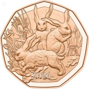 AUSTRIA 2026 5 EUROS CONMEMORATIVA UNC "PASCUA - LOS TRES CONEJOS DE DURERO" S/C.