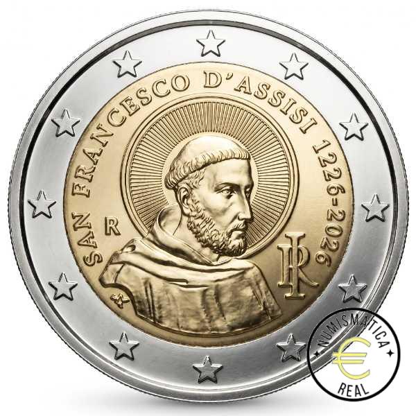 ITALIA 2026 2 EUROS CONMEMORATIVA UNC "800º ANV. DE SAN FRANCISCO DE ASIS " S/C.