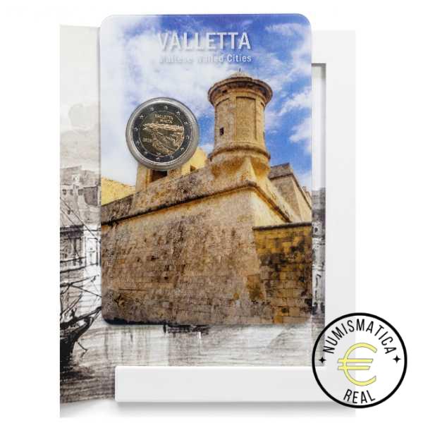 MALTA 2026 2 EUROS CONMEMORATIVA UNC – CIUDAD DE LA VALLETTA EN COINCARD OFICIAL (CARTERA) – BU. - Imagen 3