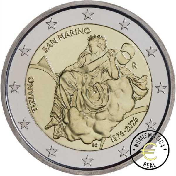 SAN MARINO 2026 2 EUROS CONMEMORATIVA BU - 450º ANIVERSARIO DE LA MUERTE DE TIZIANO - EN CARTERA OFICIAL. - Imagen 2