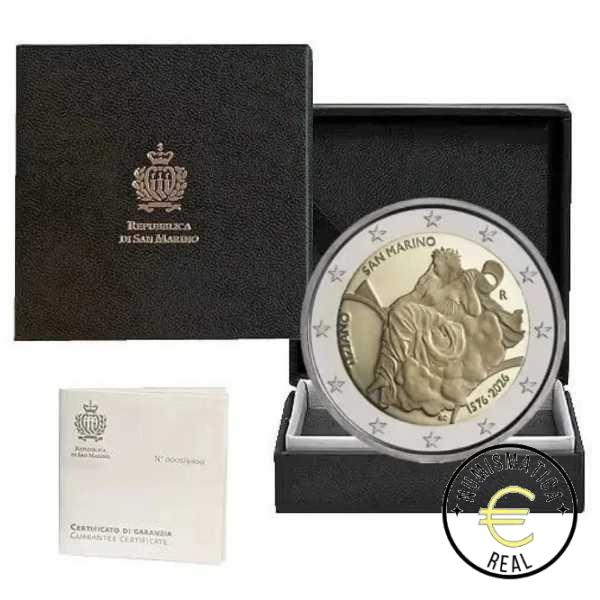 SAN MARINO 2026 2 EUROS CONMEMORATIVA PROOF - 450º ANIVERSARIO DE LA MUERTE DE TIZIANO - EN ESTUCHE OFICIAL BE.