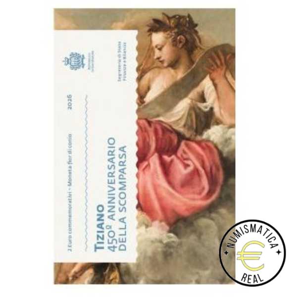SAN MARINO 2026 2 EUROS CONMEMORATIVA BU - 450º ANIVERSARIO DE LA MUERTE DE TIZIANO - EN CARTERA OFICIAL.