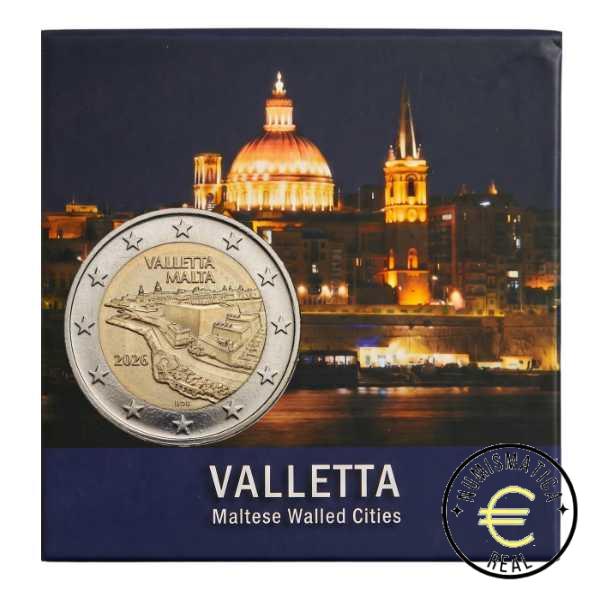 MALTA 2026 2 EUROS CONMEMORATIVA PROOF – CIUDAD DE LA VALLETTA EN CARTERA OFICIAL BE – PP.