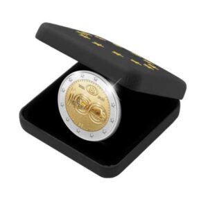 BELGICA 2026 2 EUROS CONMEMORATIVA PROOF REVERSO -100 AÑOS DE SNCB "FERROCARRIL, MOVILIDAD BELGA EN TREN" - EN ESTUCHE OFICIAL PP REVERSO.