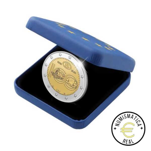 BELGICA 2026 2 EUROS CONMEMORATIVA PROOF -100 AÑOS DE SNCB "FERROCARRIL, MOVILIDAD BELGA EN TREN" - EN ESTUCHE OFICIAL PP.