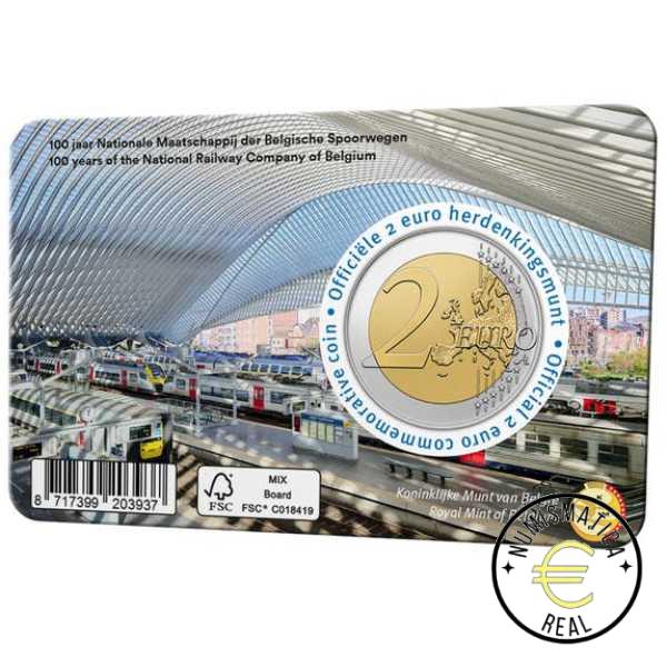 BELGICA 2026 2 EUROS CONMEMORATIVA BU - 100 AÑOS DE SNCB "FERROCARRIL, MOVILIDAD BELGA EN TREN"- EN COINCARD - BNC. - Imagen 6