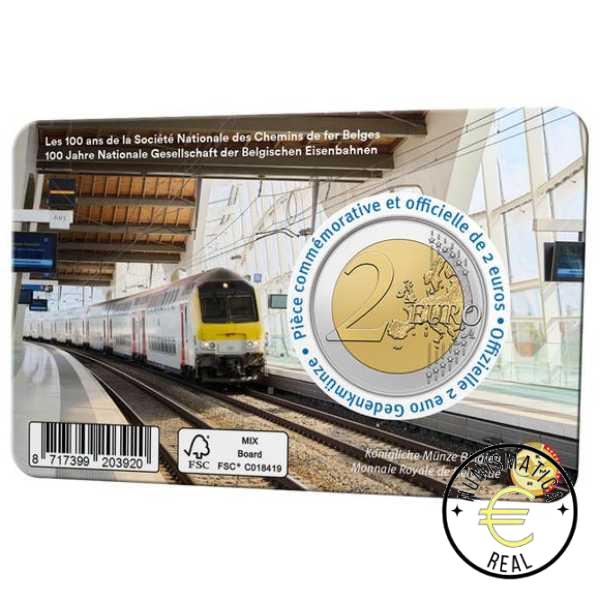 BELGICA 2026 2 EUROS CONMEMORATIVA BU - 100 AÑOS DE SNCB "FERROCARRIL, MOVILIDAD BELGA EN TREN"- EN COINCARD - BNC. - Imagen 7