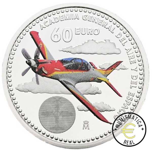 ESPAÑA 2026 60 EUROS DE PLATA EN ESTUCHE - LA PRINCESA LEONOR "LA ACADEMIA GENERAL DEL AIRE Y DEL ESPACIO" CALIDAD ESPECIAL SIMILAR A PROOF EN COLOR. EN CARTERA ORIGINAL. - Imagen 2