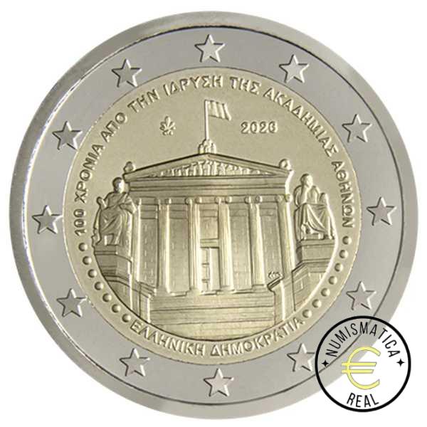 GRECIA 2026 2 EUROS CONMEMORATIVA UNC - 100 AÑOS DE LA ACADEMIA DE ATENAS - S/C.