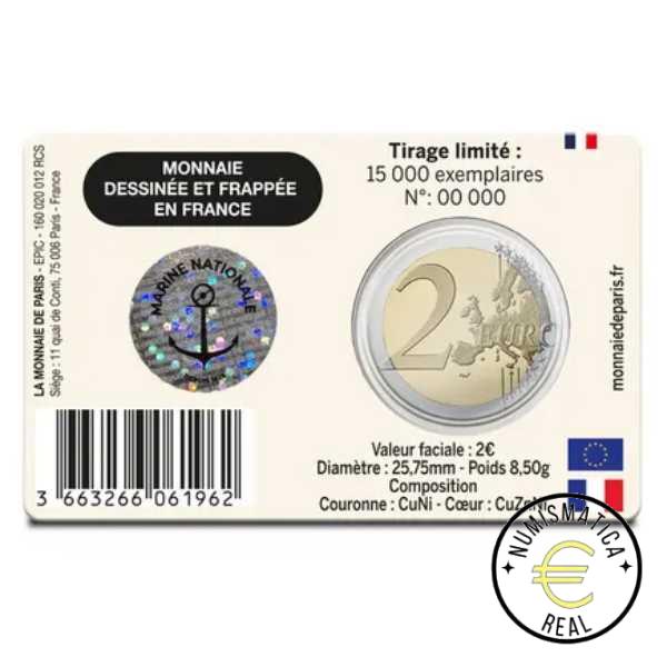 FRANCIA 2026 2 EUROS CONMEMORATIVA BU - LA ARMADA FRANCESA "400º AÑOS DE EXPERIENCIA" BNC EN COINCARD. - Imagen 2