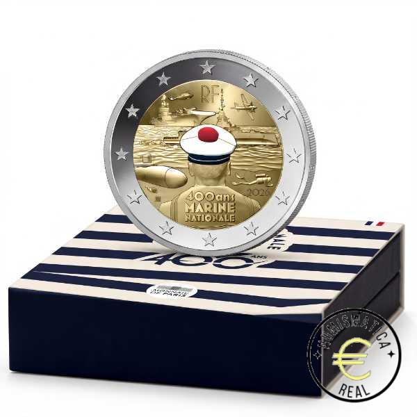 FRANCIA 2026 2 EUROS CONMEMORATIVA PROOF - LA ARMADA FRANCESA "400º AÑOS DE EXPERIENCIA" PP EN ESTUCHE.
