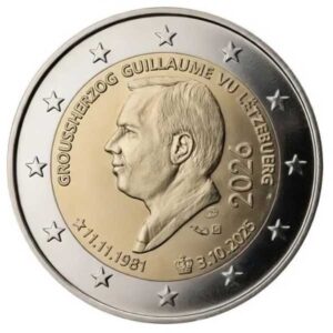 LUXEMBURGO 2026 2 EUROS CONMEMORATIVA UNC "45º CUMPLAÑOS DUQUE GUILLERMO Y ASCENSION AL TRONO" S/C.