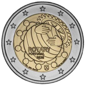 PORTUGAL 2026 2 EUROS CONMEMORATIVA UNC "100 AÑOS DE ROTARY EN PORTUGAL" S/C.