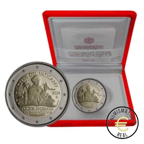 VATICANO 2024 2 EUROS CONMEMORATIVA PROOF - 750º ANIVERSARIO DE LA MUERTE DE TOMAS DE AQUINO - EN ESTUCHE OFICIAL PP.