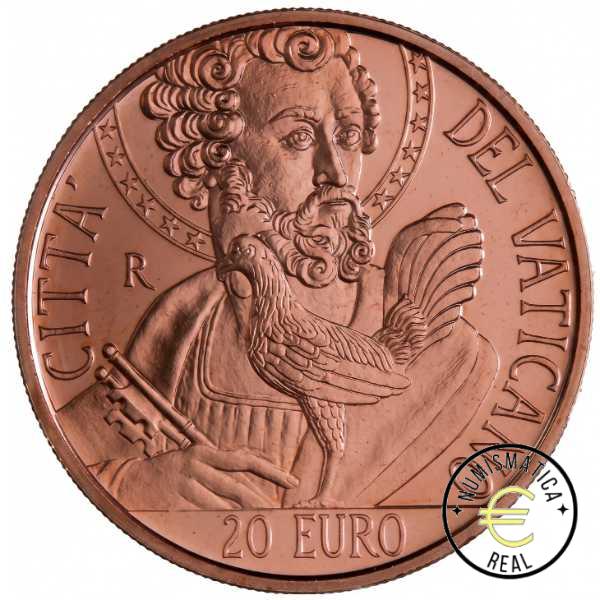 VATICANO 2024 20 EUROS CONMEMORATIVA BU - ARTE Y FE "SAN PEDRO Y EL GALLO" - EN ESTUCHE OFICIAL. - Imagen 2