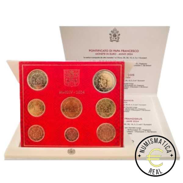 VATICANO 2024 CARTERA 8 VALORES KMS CALIDAD BU - ESCUDO DE FRANCISCO I - EN CARTERA OFICIAL - EUROSET.