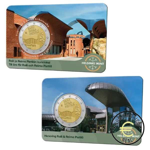 2X FINLANDIA 2026 2 EUROS CONMEMORATIVA BU - "RAILI Y REIMA PIETILA" COINCARD 2 VARIANTE (INGLES + FINLANDES) - BNC.