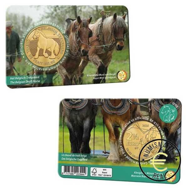 BELGICA 2026 2,5 EUROS COINCARD CONMEMORATIVA UNC - "EL CABALLO DE TIRO BELGA" - VERSION HOLANDESA BU. - Imagen 2