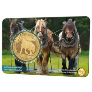 BELGICA 2026 2,5 EUROS COINCARD CONMEMORATIVA UNC - "EL CABALLO DE TIRO BELGA" - VERSION FRANCESA BU.