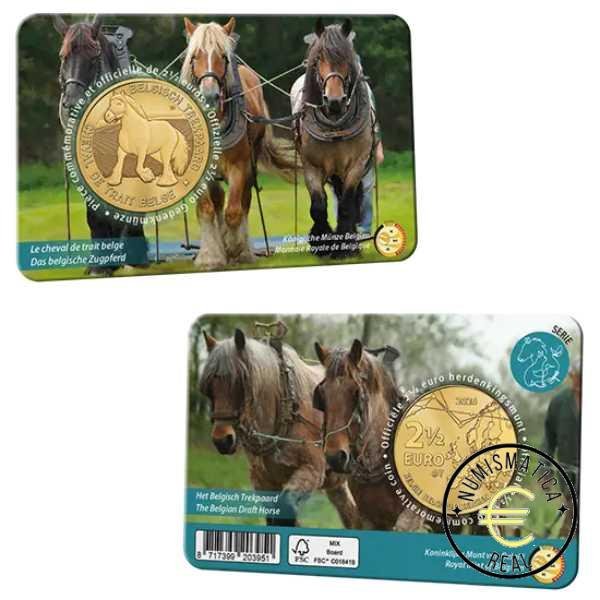 BELGICA 2026 2,5 EUROS COINCARD CONMEMORATIVA UNC - "EL CABALLO DE TIRO BELGA" - VERSION FRANCESA BU. - Imagen 2