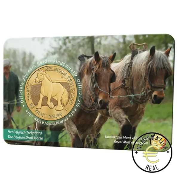 BELGICA 2026 2,5 EUROS COINCARD CONMEMORATIVA UNC - "EL CABALLO DE TIRO BELGA" - VERSION HOLANDESA BU.