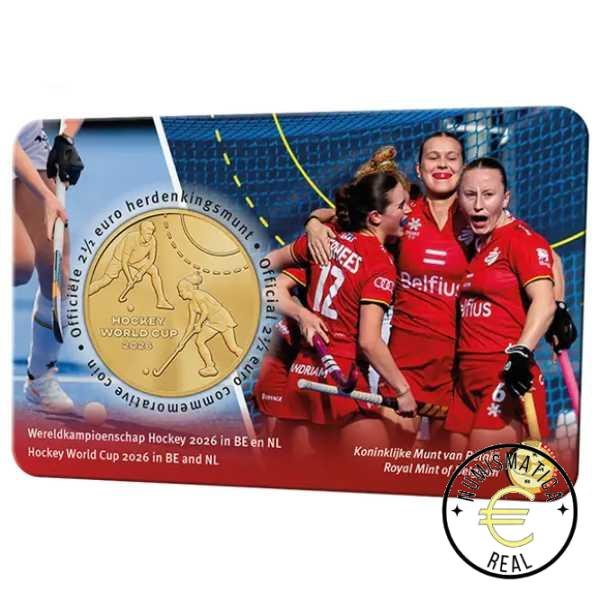 BELGICA 2026 2,5 EUROS COINCARD CONMEMORATIVA UNC - COPA MUNDIAL DE HOCKEY EN BELGICA Y LOS PAISES BAJOS" - VERSION HOLANDESA BU.