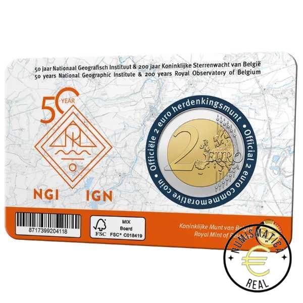BELGICA 2026 2 EUROS CONMEMORATIVA BU - 50 AÑOS DEL INSTITUTO GEOGRAFICO NACIONAL "200º AÑOS DEL REAL OBSERVATORIO BELGA"- EN COINCARD - BNC. - Imagen 6