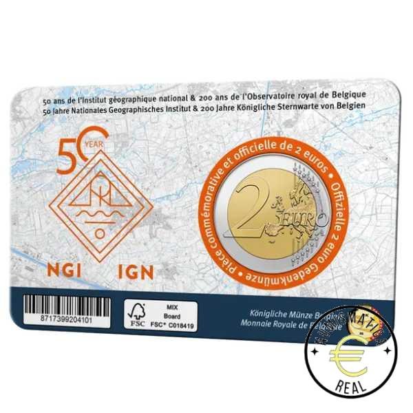 BELGICA 2026 2 EUROS CONMEMORATIVA BU - 50 AÑOS DEL INSTITUTO GEOGRAFICO NACIONAL "200º AÑOS DEL REAL OBSERVATORIO BELGA"- EN COINCARD - BNC. - Imagen 3
