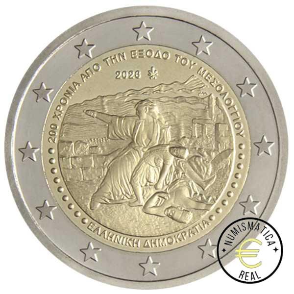 GRECIA 2026 2 EUROS CONMEMORATIVA UNC - 200 AÑOS DE LOS EXODOS DE MESSOLONGHI - S/C.