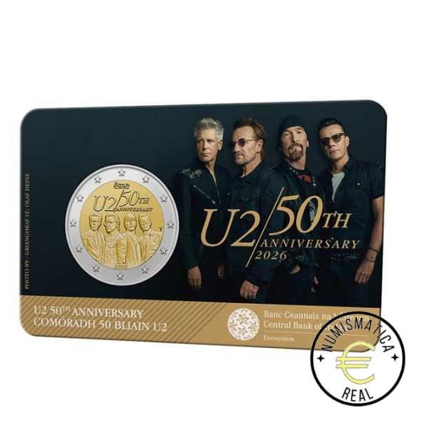 IRLANDA 2026 2 EUROS CONMEMORATIVA BU - "50º ANIVERSARIO DEL GRUPO U2" COINCARD - BNC.