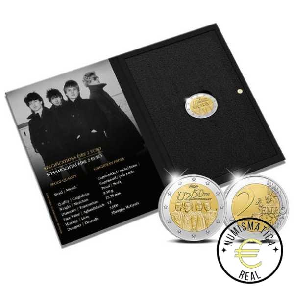 IRLANDA 2026 2 EUROS CONMEMORATIVA PROOF - "50º ANIVERSARIO DEL GRUPO U2" BE- PP EN ESTUCHE. - Imagen 3