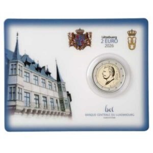 LUXEMBURGO 2026 2 EUROS CONMEMORATIVA BU "45º CUMPLAÑOS DUQUE GUILLERMO Y ASCENSION AL TRONO" VARIANTE  SIGNOS "VARITA" Y "CUERVO" - EN COINCARD - BNC.