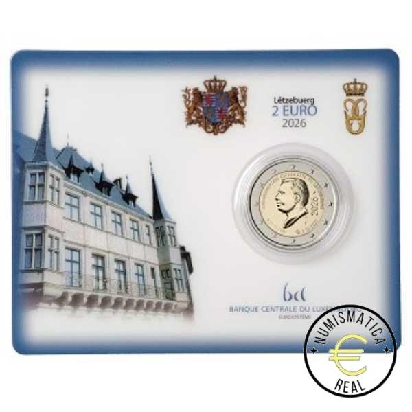 LUXEMBURGO 2026 2 EUROS CONMEMORATIVA BU "45º CUMPLAÑOS DUQUE GUILLERMO Y ASCENSION AL TRONO" VARIANTE SIGNOS "VARITA" Y "CUERVO" - EN COINCARD - BNC.
