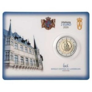 LUXEMBURGO 2026 2 EUROS CONMEMORATIVA BU "40º PREMIO CARLOMAGNO AL PUEBLO DE LUXEMBURGO" VARIANTE  SIGNOS "VARITA" Y "CUERVO" - EN COINCARD - BNC.