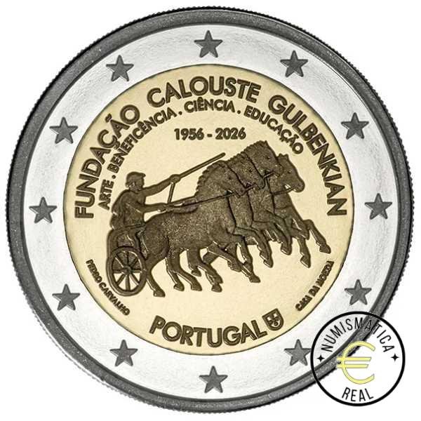 PORTUGAL 2026 2 EUROS CONMEMORATIVA PROOF - 70º AÑOS DE LA FUNDACION CALOUSTE GULBENKIAN - EN COINCARD OFICIAL (CARTERA) - PP. - Imagen 2